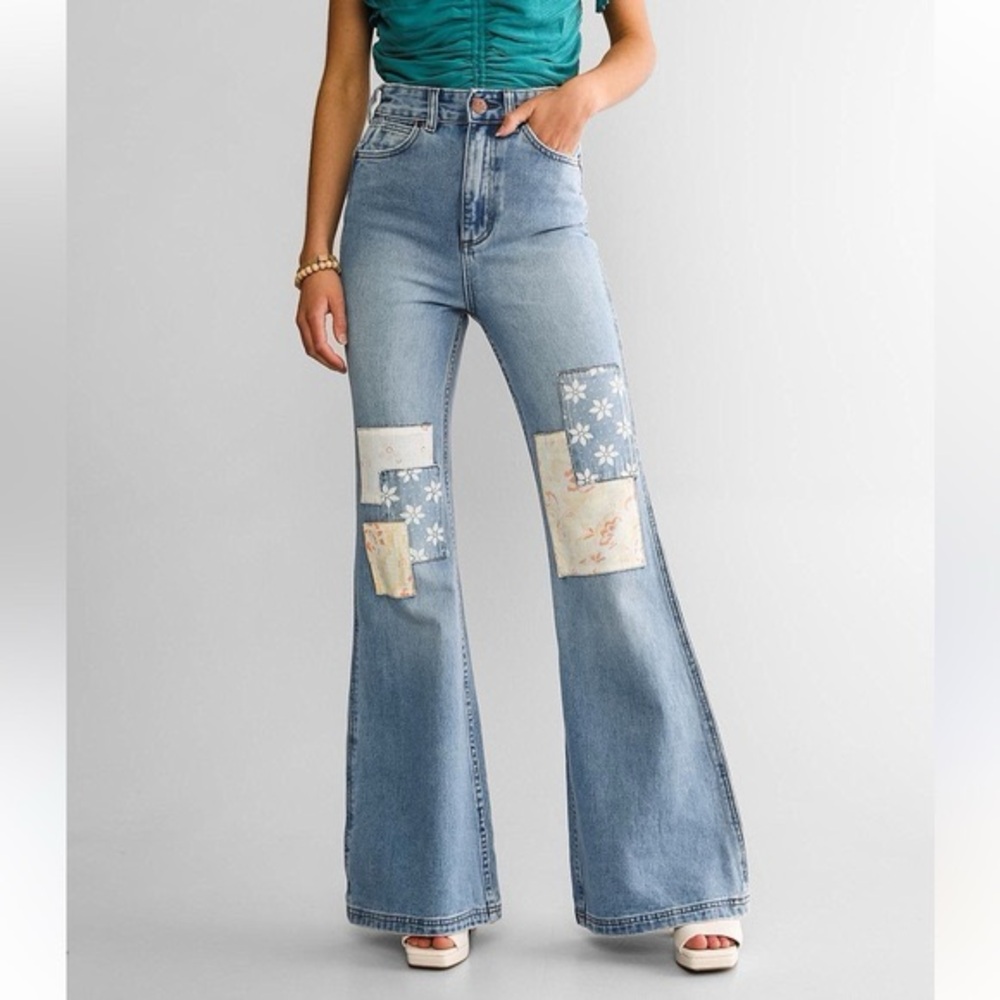 Billabong x Wrangler Super Flare Patchwork Denim Jeans